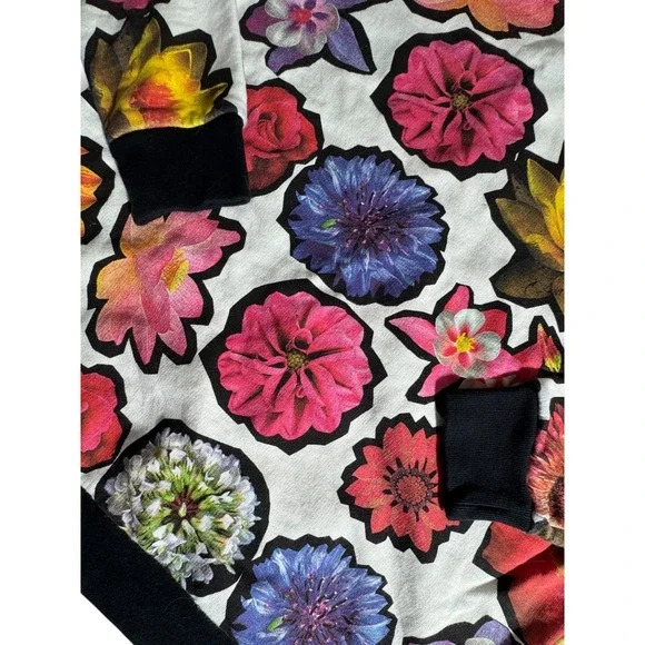 Zara Trafaluc Womens Medium Colorful Flowers Floral Sweatshirt Long Sleeve - Picture 5 of 5